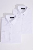 Kadın 2'li Paket Beyaz Slim Fit Dar Kesim Uzun Kollu Pamuklu Vücuda Oturan Dokulu Basic Gömlek