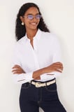 Kadın 2'li Paket Beyaz Slim Fit Dar Kesim Uzun Kollu Pamuklu Vücuda Oturan Dokulu Basic Gömlek