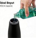 Sense Touch Manuel Pompalı Sıvı Sabunluk | Paslanmaz Çelik | 450ml Şeffaf Seviye Bölmesi | Parmak İzi Bırakmaz | Banyo ve Mutfak | Siyah