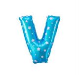 FOLYO BALON V HARF MAVİ YILDIZLI 40CM