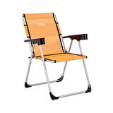 Katlanabilir Piknik ve Kamp Sandalyesi - Bardaklıklı - Rock - Portakal ( A-11)- 140KG Taşıma