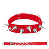 Dokuma Çivili Köpek Boyun Tasması - 5*80 cm - Kırmızı