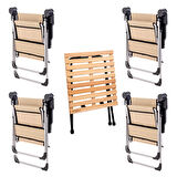 4 Adet Katlanabilir Kamp Sandalyesi ve Masa Seti - Rock - Sahra (A-12) - Bardaklıklı - 140 KG Taşıma