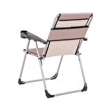 4 Adet Katlanabilir Kamp Sandalyesi ve Masa Seti - Rock - Kiremit (A-28) - Bardaklıklı - 140 KG Taşıma