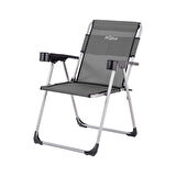 4 Adet Katlanır Kamp Sandalyesi ve Masa Seti - Rock - Antrasit A-29 - Bardaklıklı - 140 KG