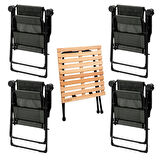 4 Adet Katlanır Kamp Sandalyesi ve Masa Seti - Rest - Taşıma Çantalı - Haki - 130 KG Taşıma