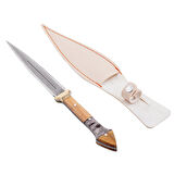 Çift Ağızlı Çerkez Kaması - Deri Kılıflı - Epoksi Sap - Büyük - Mermer