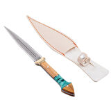 Çift Ağızlı Çerkez Kaması - Deri Kılıflı - Epoksi Sap - Büyük - Mavi