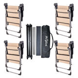 4 Adet Katlanır Kamp Sandalyesi ve Alüminyum Masa Seti - Rock Dark - Bej - Taşıma Çantalı