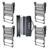 4 Adet Katlanır Kamp Sandalyesi ve Alüminyum Masa Seti - Rock Dark - Kül Gri - Taşıma Çantalı