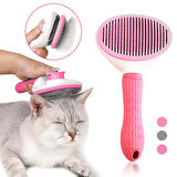Kedi Tarağı - Otomatik Temizlenen Tuşlu - Pembe (8601)