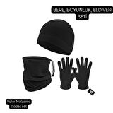 Çiftlere Özel Kışlık Hediye Seti - Bere, Eldiven, Boyunluk ve Termos