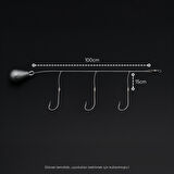 3 İğneli Kurşunlu Beden Takımı - Dip Beden Oltası - Fırdöndülü - 15 gr - 5 Adet