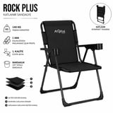 4 Adet Katlanır Kamp Sandalyesi ve Ahşap Masa Seti - Rock Plus - Siyah