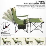 2 Adet Şezlong Kamp Sandalyesi ve Masa Seti - Plaj Seti - Lounge Elevate - Haki