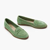 Sage Açık Yeşil Kadın Süet Loafer