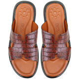 Fabiola Taba Erkek Kroko Baskılı Deri Terlik