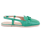 Loren Yeşil Kadın Toka Aksesuarlı Deri Loafer