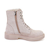 Kadın Bej Fermuarlı Deri Postal Bot