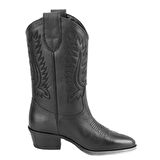 Rio Siyah Kadın Desenli Deri Kovboy Çizmesi