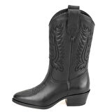 Rio Siyah Kadın Desenli Deri Kovboy Çizmesi