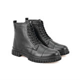 Valentin Siyah Erkek Fermuarlı Deri Bot