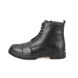 Valentin Siyah Erkek Fermuarlı Deri Bot
