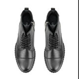 Valentin Siyah Erkek Fermuarlı Deri Bot