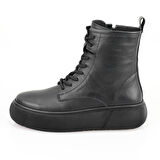 Juno Siyah Kadın Fermuarlı Deri Bot