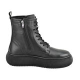 Juno Siyah Kadın Fermuarlı Deri Bot