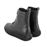 Juno Siyah Kadın Fermuarlı Deri Bot