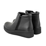 Stella Siyah Kadın Fermuarlı Deri Bot