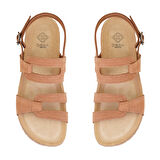 Gloria Taba Kadın Ayarlanabilir Tokalı Nubuk Deri Sandalet