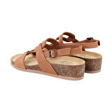 Gloria Taba Kadın Ayarlanabilir Tokalı Nubuk Deri Sandalet