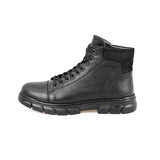 Johnny Siyah Erkek Fermuarlı Deri Bot