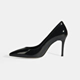 Kadın Siyah Rugan Deri Stiletto