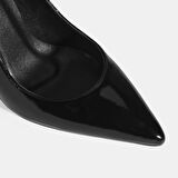 Kadın Siyah Rugan Deri Stiletto