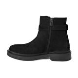Kadın Siyah Kemer Aksesuarlı Süet Bot