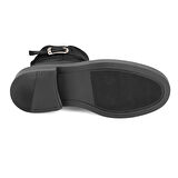 Kadın Siyah Kemer Aksesuarlı Süet Bot