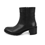 Kadın Siyah Topuklu Deri Bot