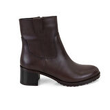 Kadın Kahve Topuklu Deri Bot