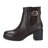 Kadın Kahve Topuklu Deri Bot