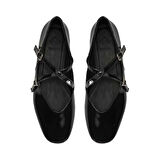 Moose Siyah Kadın Mary Jane Deri Günlük Ayakkabı