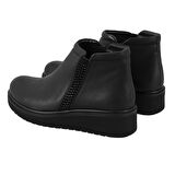 Paulina Siyah Kadın Lastikli Deri Bot