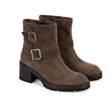 Brices Kemer Aksesuarlı Taba Kadın Topuklu Süet Bot