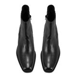 Kadın Siyah Topuklu Deri Kovboy Botu