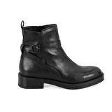 Kadın Siyah Toka Aksesuarlı Deri Bot