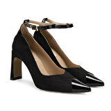 Rebeka Siyah Kadın Süet Topuklu Abiye Ayakkabı