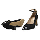 Rebeka Siyah Kadın Süet Topuklu Abiye Ayakkabı