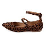 Kadın Leopar Mary Jane Deri Babet